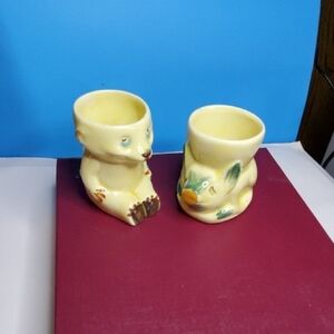 Bundle of two Keele St Pottery ceramic egg cups.